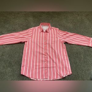 Long sleeve, pink with white stripes, button up